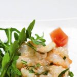 Tártar de gamba con gelatina de tomate