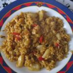 Paella de arroz con sepia