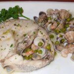 Merluza con chirlas y gambas, para mtgp