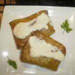 Crepes de champis, espárragos y queso