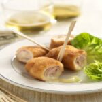 Rollitos de pollo con jamón y queso