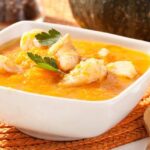 Crema de calabaza con bacalao
