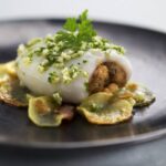 Sepia rellena de bacalao y langostinos