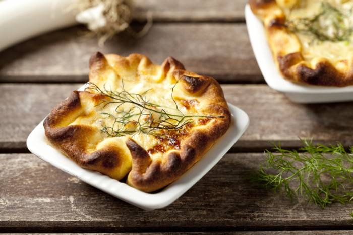 Mini quiche de puerros con hinojo