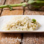 Risotto con crema de alcachofas