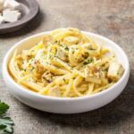 Espaguetis con carbonara vegetal
