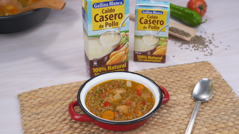 Lentejas con verdura y pollo