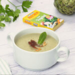 Crema de alcachofas con jamón