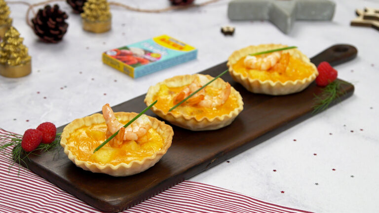 Tartaletas de merluza y langostinos