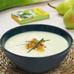 Crema de puerros y pera