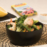 Wok de verduras y cigalas