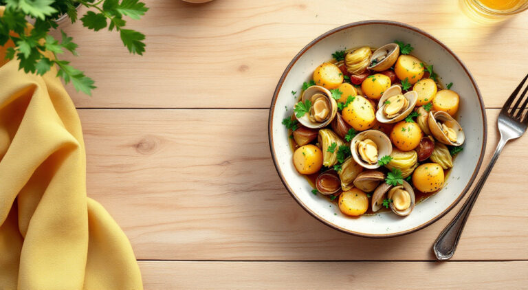 Alcachofas con patatas y almejas