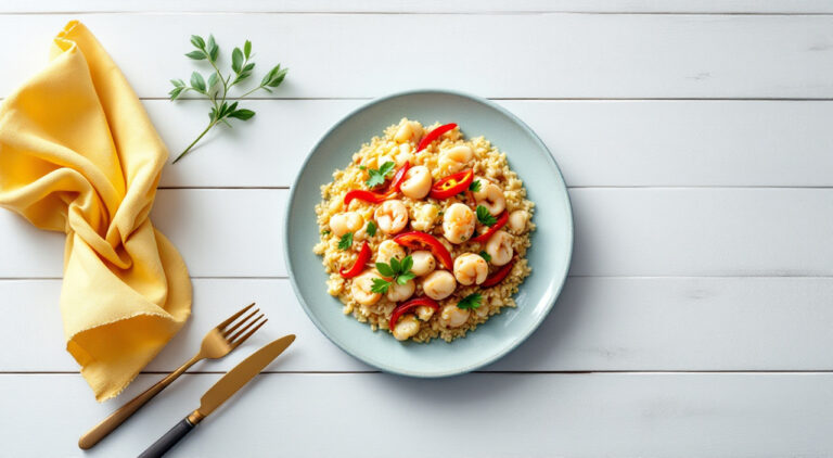 Arroz con sepia y coliflor