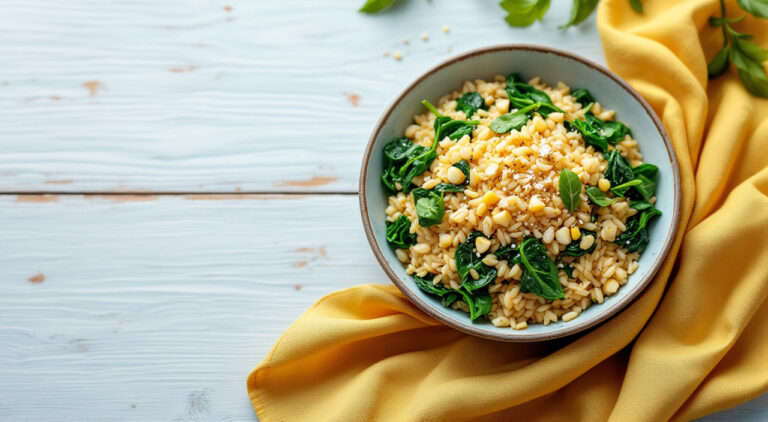 Arroz integral con espinacas