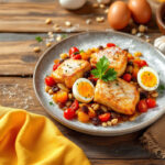 Bacalao con pasa y huevo duro