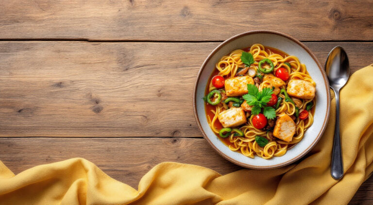 Caballas con fideos