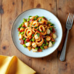 Calamares con jamón y habitas baby