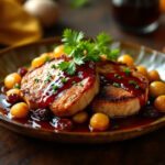 Chuletas de cerdo con salsa de ciruelas pasas