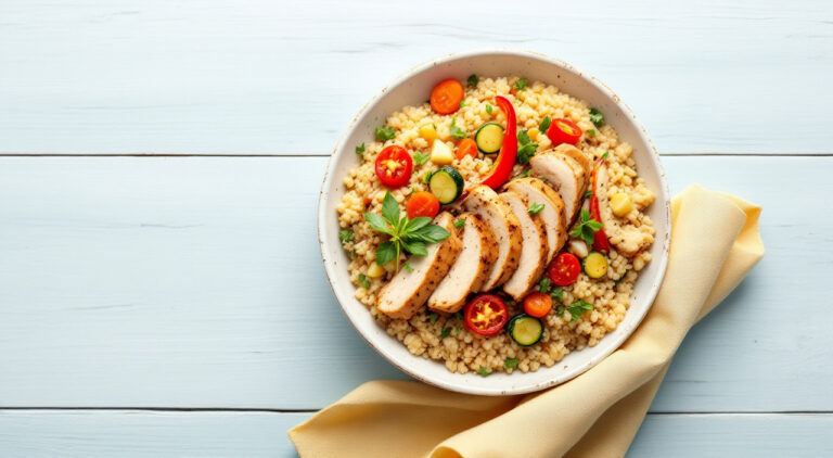 Cous cous con verduras y pollo al curry