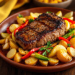 Falda de ternera al horno en cama de patatas