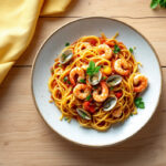 Fideos con almejas y gambas