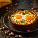 Gratén de patatas con berenjenas y huevos