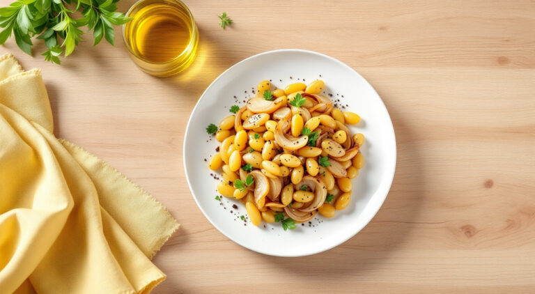 Habas encebolladas