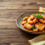 Merluza con gambas y almejas