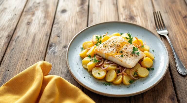 Merluza con patatas al microondas