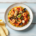 Paella de marisco a leña