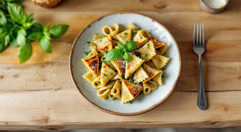 Pasta testaroli con salsa pesto