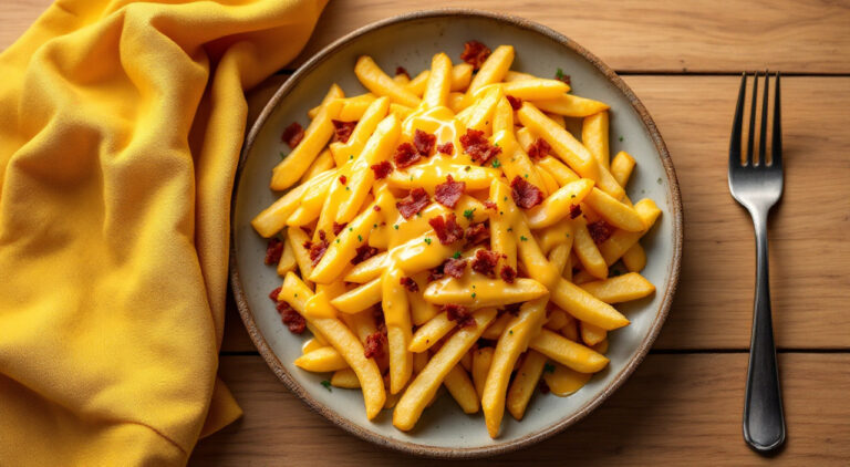 Patatas fritas con salsa de queso