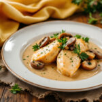 Pollo con nata y champiñones