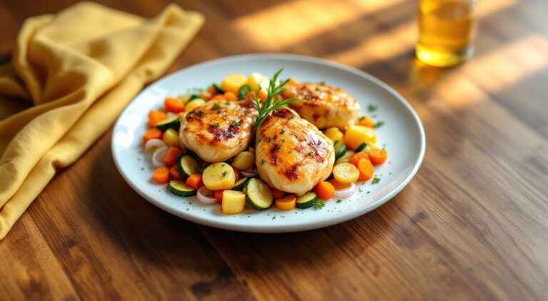 Pollo con verduras con el microondas