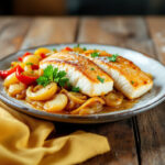 Rodajas de merluza encebollada