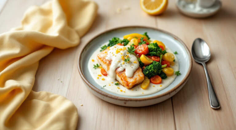 Salsa blanca al limón para pescados y verduras