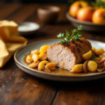 Solomillo con salsa de manzana y mostaza
