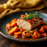 Solomillo con salsa de zanahoria y cebolla