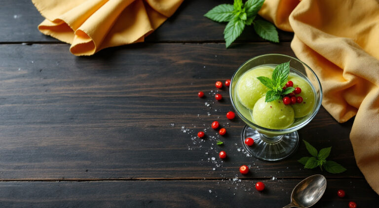 Sorbete de té verde y menta