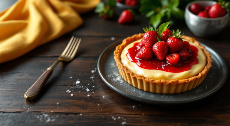 Tarta de cuajada y fresa