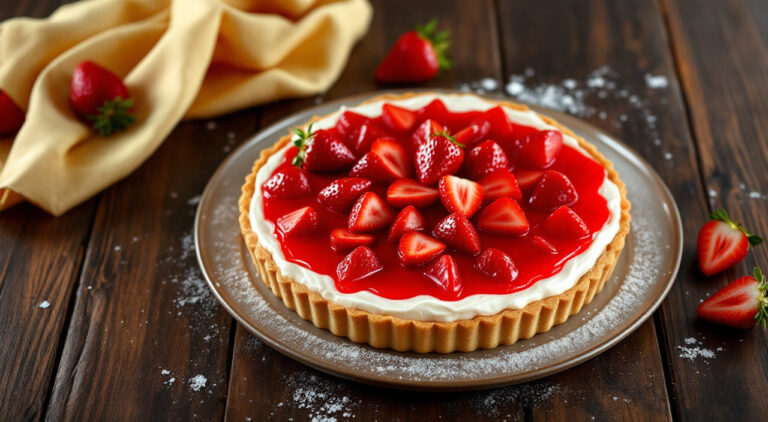 Tarta de fresas con gelatina de fresa