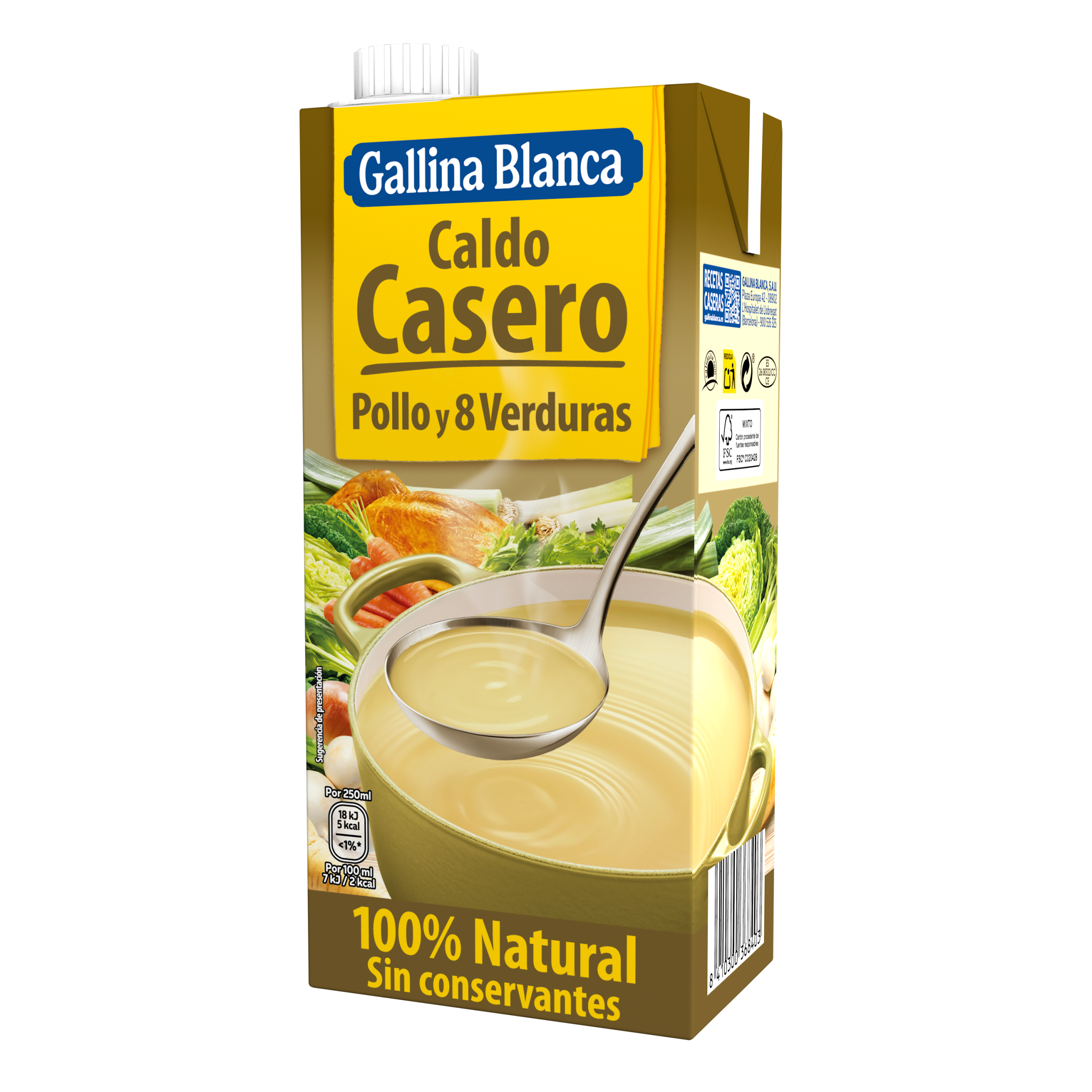 Caldo Casero de Pollo y 8 Verduras 100% Natural